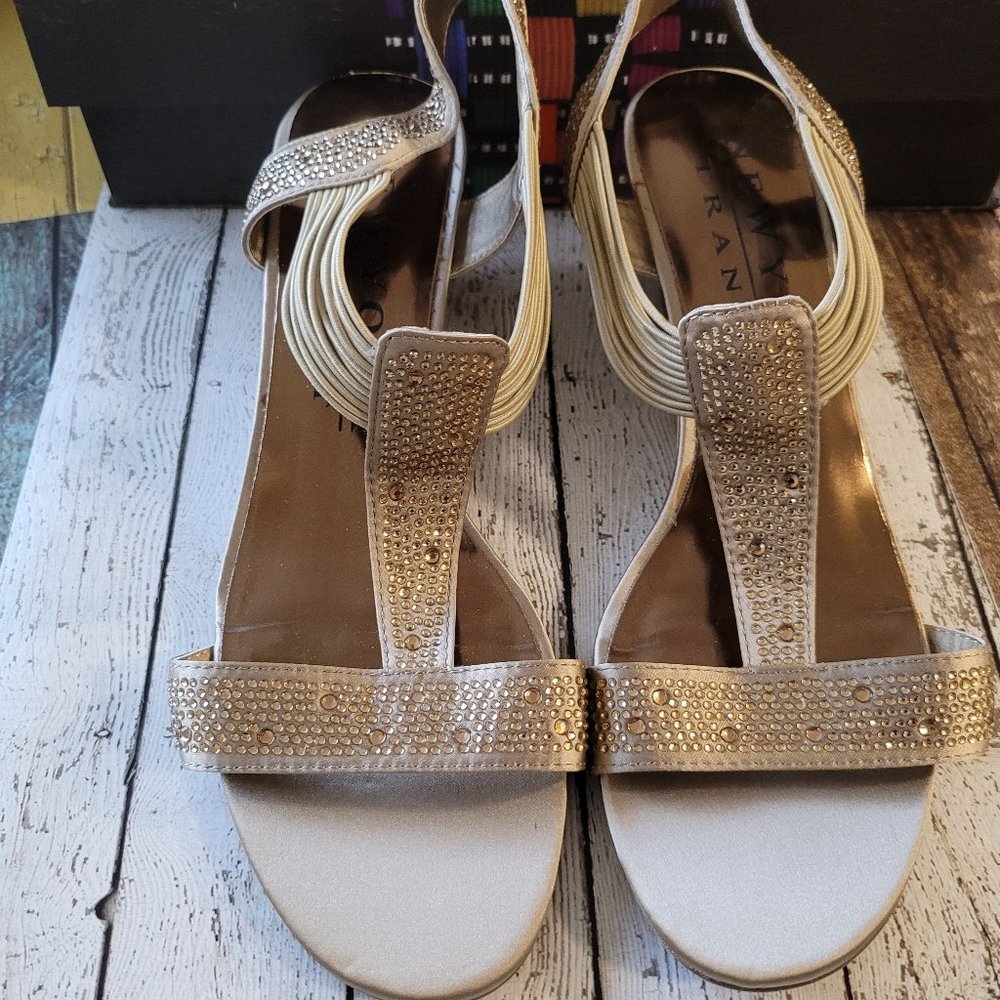 New York Transit Gold Wedge Shoe Size 7M